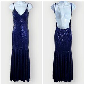 NEW Windsor Maxi Dress | XS | Royal Blue Sequin Open Back | Prom HOCO Mermaid